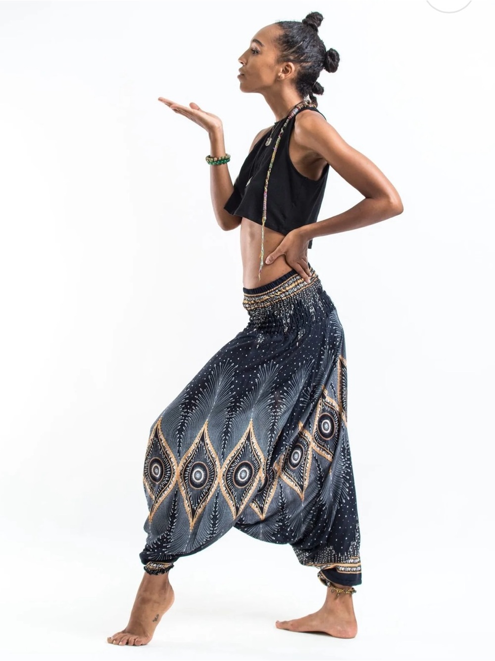 Boho Navy & Gold Jumpsuit/romper with Harem Pants